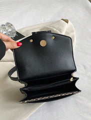 Mini À Carreaux En Tweed Épaule Sac Carré Avec À Boucle Et Chaîne Sangle
