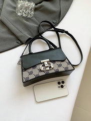 Sac à main vintage en forme de boîte pour femmes, sac à bandoulière à rabat avec lettres imprimées