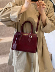 BELLEBORG Nouveau sac à main pour femmes d'affaires en suède de couleur rouge