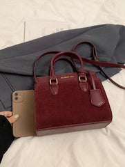 BELLEBORG Nouveau sac à main pour femmes d'affaires en suède de couleur rouge